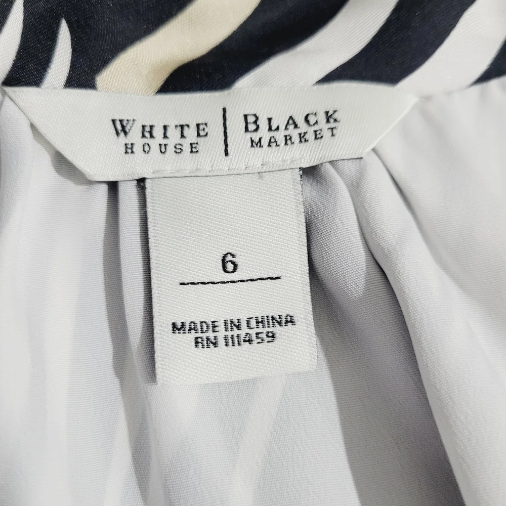 White House Black Market 100% Silk Halter Dress Size 6 Zebra Print Neck Tie - Picture 12 of 13